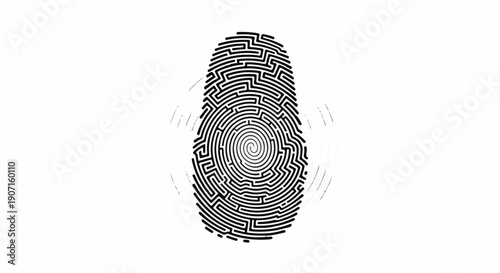 Abstract digital fingerprint pattern symbolizing identity and security on a clean white background.