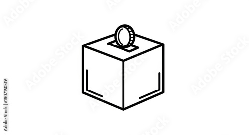 Vector illustration of an isolated Christmas gift box with a red ribbon and gold bow, perfect for a holiday celebration or a surprise birthday present