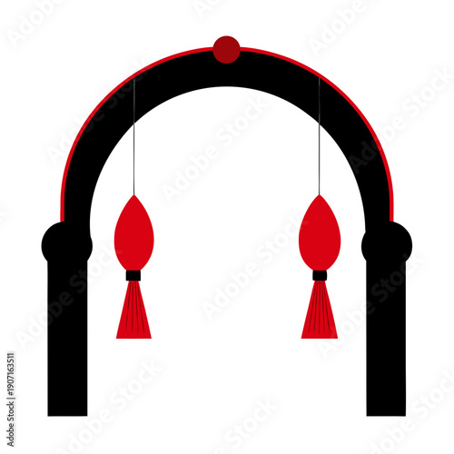 Chinese archway with red lanterns