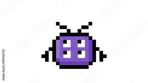 Pixelated creature digital art illustration, retro video game style character design, an abstract insect bug graphic element for gaming or digital interfaces
