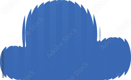 Cloud blue shape with ribbed glass effect vector icon, ripple blur weather forecast cloudy symbol, fluted meteorology