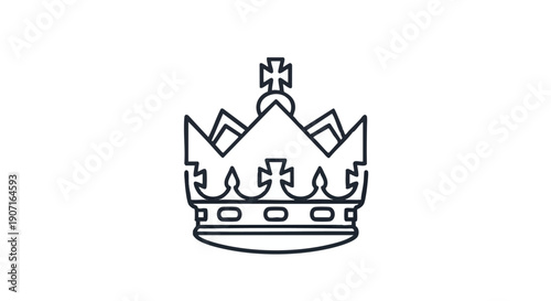 A simple line drawing of a crown with cross atop, symbolizing royalty and power, on a clean background