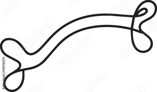 Simple black and white line drawing of a cartoon bone shape
