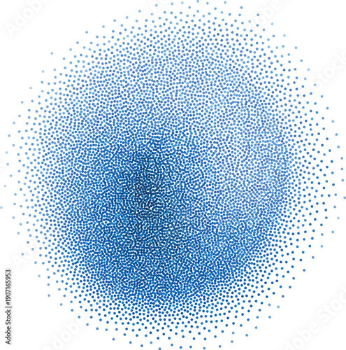 Abstract circular shape with gradient noise, blue color.