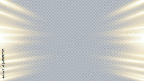 Bright Light Beams Shining on Gray Background with Copy Space