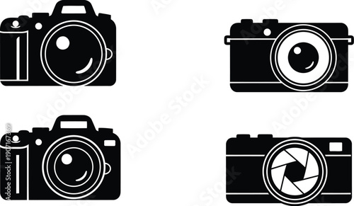 Camera Lens Magic Minimal Black & White Vector Icon