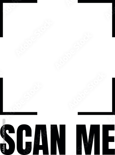 Scan Me QR code placeholder square frame, vector viewfinder sticker template for mobile scanner, contactless payment