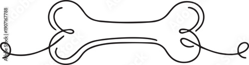 Minimalist line art illustration of a dog bone on a white background