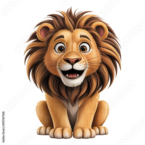 Happy cartoon lion sitting