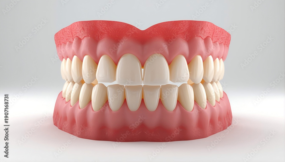 Obraz premium Complete Denture Teeth Model Isolated on White Background