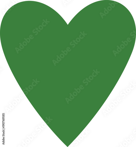 Green heart vector shape, paper cut out shape, love symbol, abstract kids paint art, vector romantic graphic silhouette