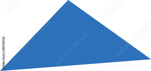 Blue geometric basic shape, paper cut out shape, triangle figure, abstract kids drawing frame, vector graphic silhouette