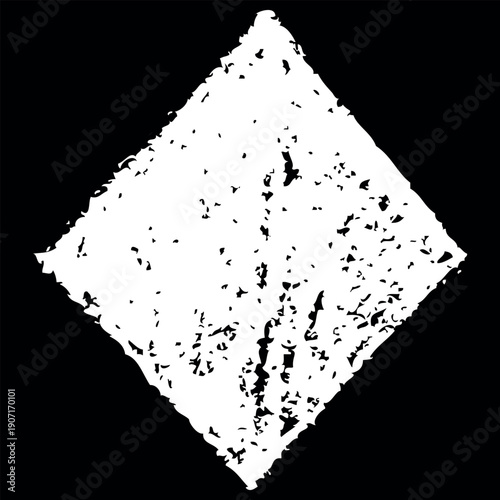 White crayon sketch geometric shape, rhombus chalk or pencil texture, paper cut out shape, vector abstract kids graphic