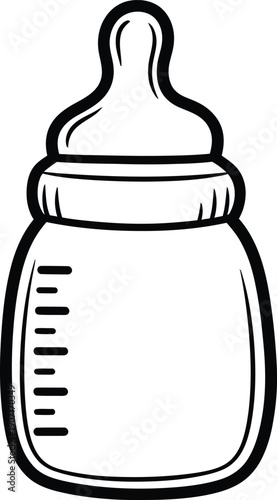 Baby bottle outline icon for coloring book or simple graphic design element