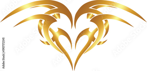 Golden eagle wings spread majestic symbol strength power freedom minimalist vector illustration white background