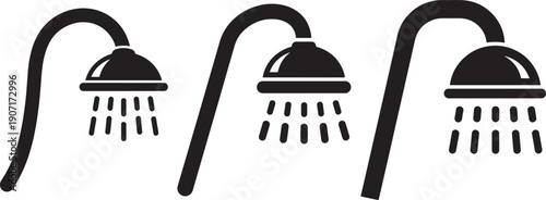 Shower silhouette with water droplets of different flow