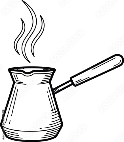 A traditional turkish coffee pot with steam rising from it