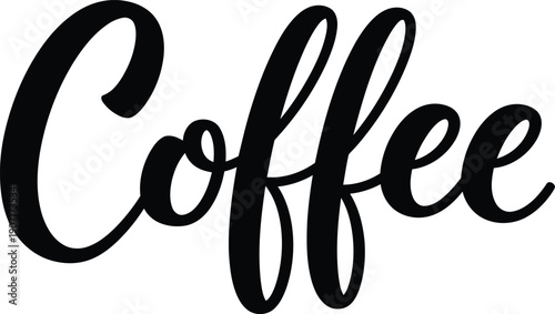 Black coffee word in elegant cursive font style