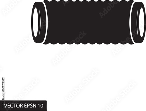 Black corrugated pipe with white rimmed openings industrial