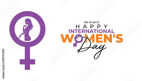 Celebrating international women's day with purple and orange logo