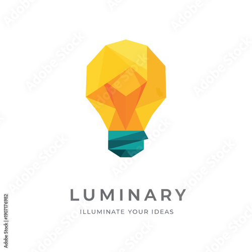 Geometric Low Poly Light Bulb Illustration.