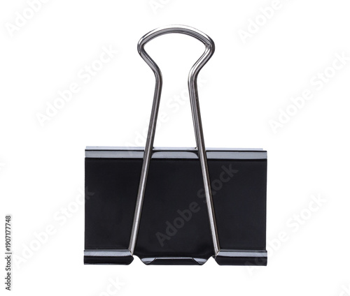 Photography Black paper clip isolated on white background