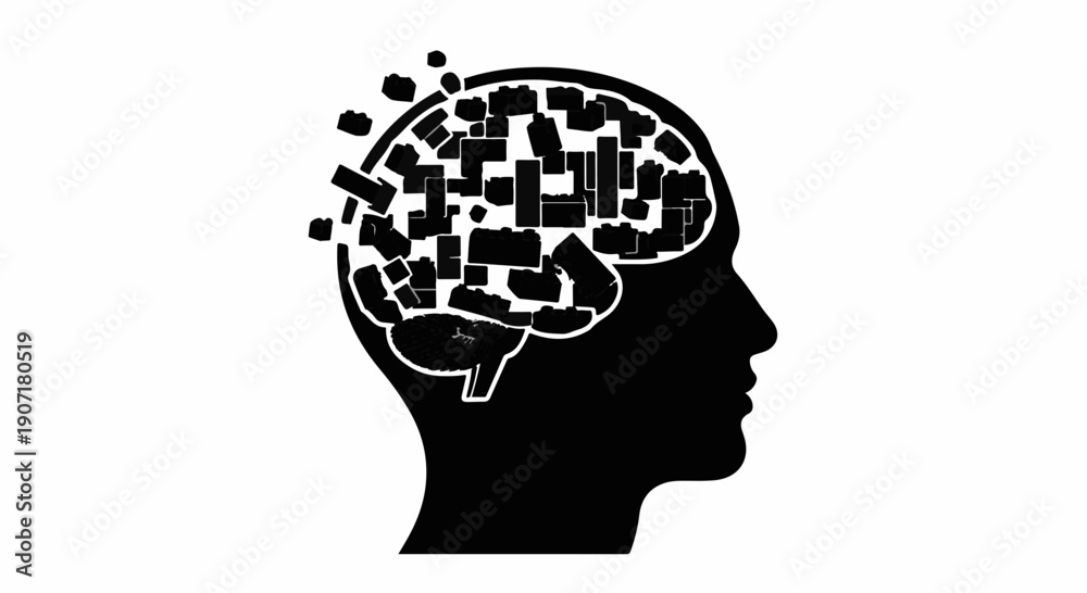 Fototapeta premium Abstract representation of a dissolving mind, symbolizing memory loss or cognitive decline.