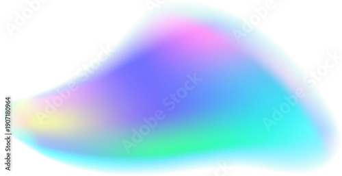 Obraz na plátně Soft blue fluid shape with glowing aura and pastel waves blended into holographic mesh