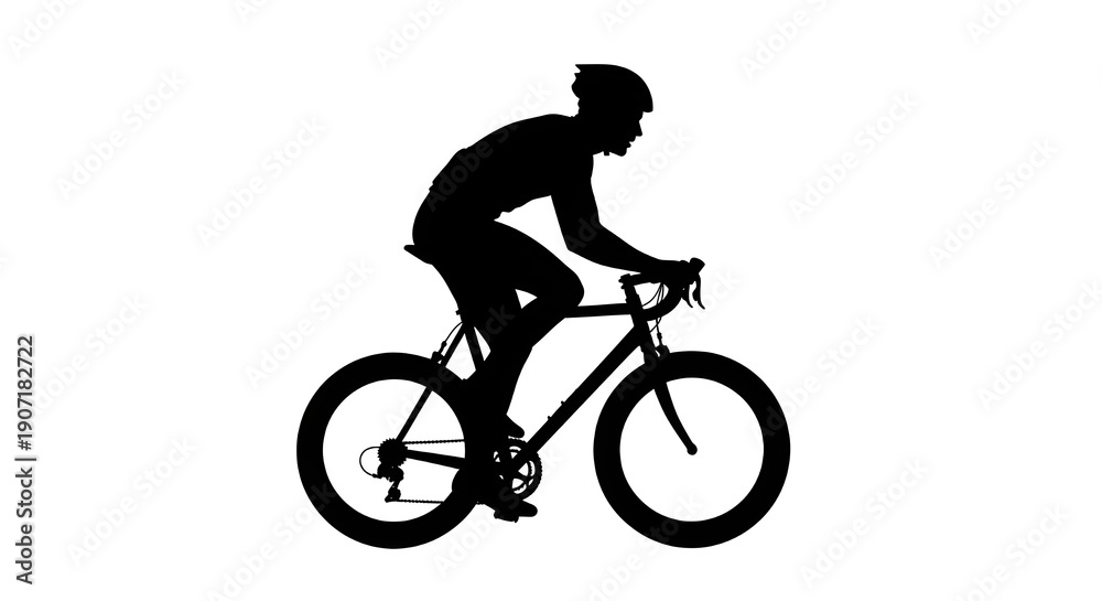 Obraz premium A man is riding a bicycle with a helmet on