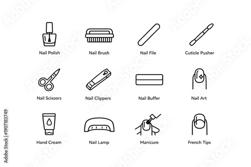 Nail care tools: polishing, grooming, manicure essentials