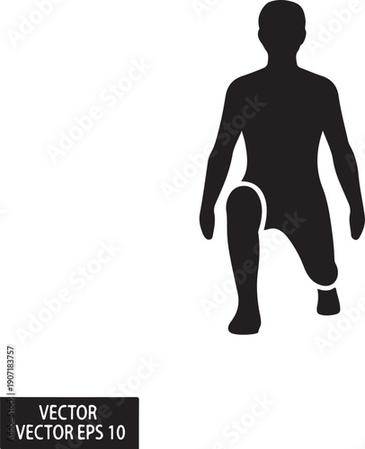 Black silhouette of a person performing a lunge exercise woman human des