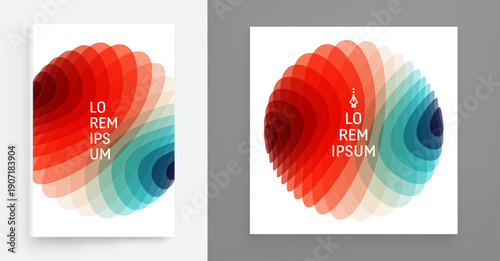Translucent sphere. Color gradient. Sliced ​​and moving effect. Abstract geometric design. 3D vector illustration for a brochure, poster, cover, postcard, presentation, flyer, or banner.