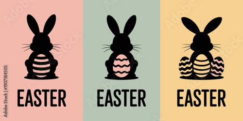 Three stylized bee illustrations with different pastel backgrounds and bold striped bodies