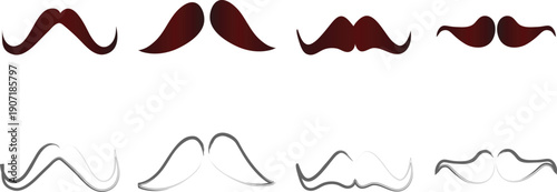 Moustaches in brown colour cartoon vector illustration.