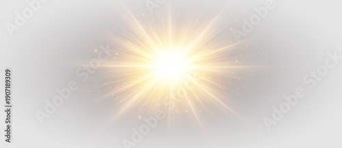Tableau sur toile Golden radiant sunburst star with glowing light, luminous halo and modern cosmic
