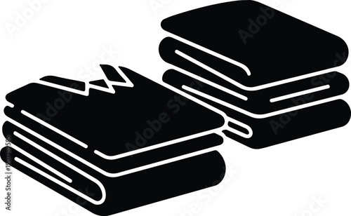 silhouette of neatly folded clothes and towels stack vector design