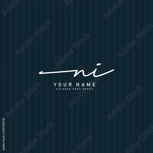 Initial Signature Logo for Letter NI - Vector Logo Template in Handwritten Signature Style