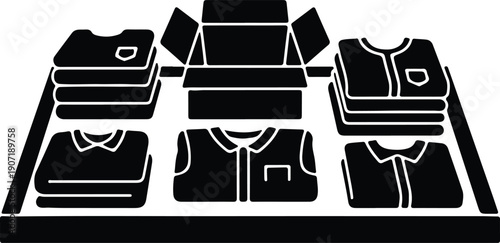 silhouette organized clothing folded and ready for shipping vector design