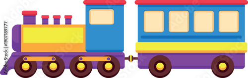 Rail travel toy. Kid plastic train icon