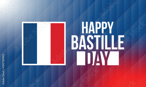 Bastille Day in France. National happy holiday, celebrated annual in July 14. French flag. France independence and freedom. Patriotic elements. Festive design. Vector poster illustration
