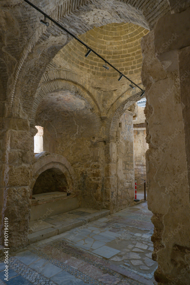 Fototapeta premium Byzantine Stone Arches and Columns Inside St. Nicholas Church, Demre, Turkey.