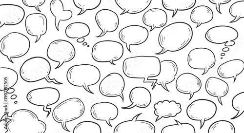 vector speech bubbles pattern, conversation icons, chat symbols, for website background or social media overlay, isolated on transparent background, png