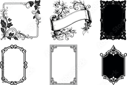 Vintage certificate border collection with ornate corner decorations
