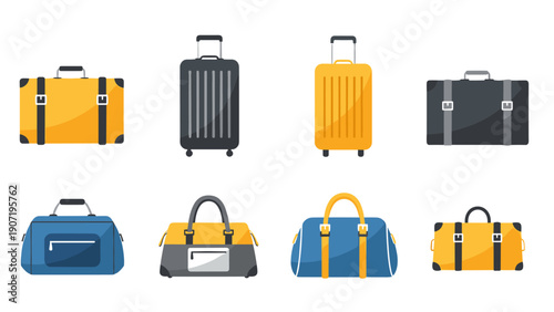 Variety of travel bags in modern flat design