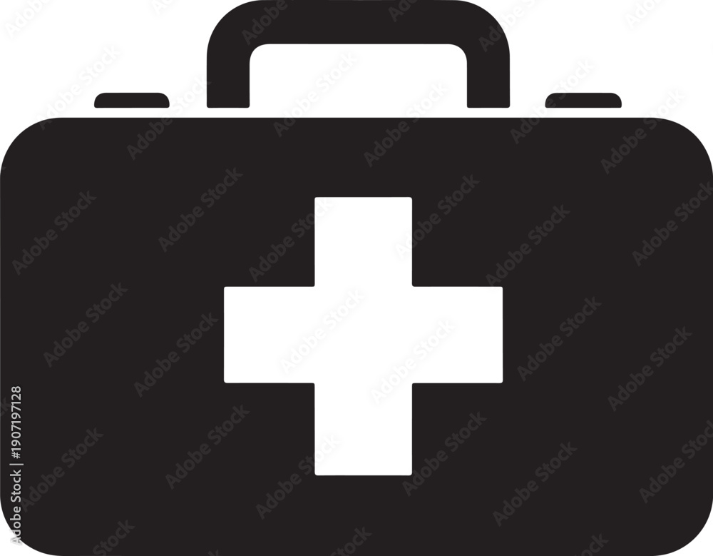 Obraz premium First aid kit, medical bag, emergency box, healthcare icon