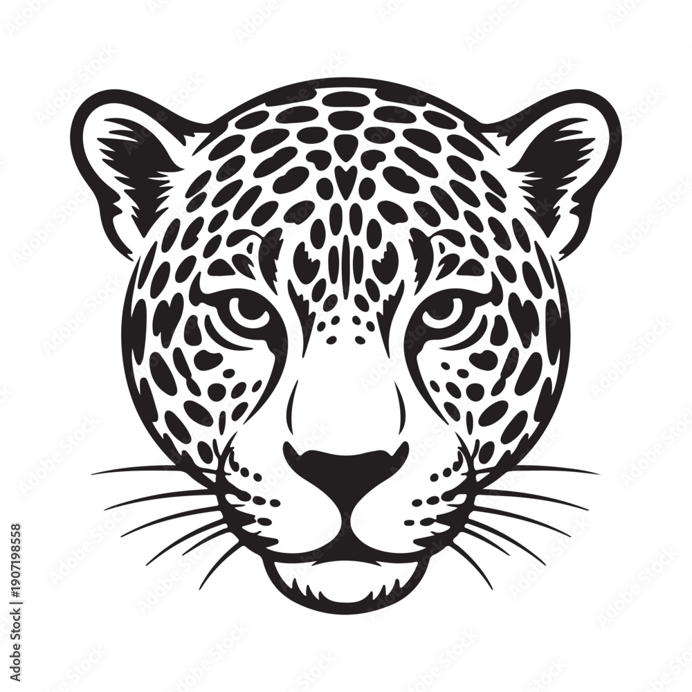 Fototapeta premium Jaguar face icon silhouette illustration clean vector file for logos