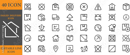 Collection of failed delivery icons for business and communication 