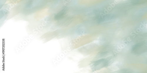 Abstract Sage Green and Cream Watercolor Brush Stroke Background on White