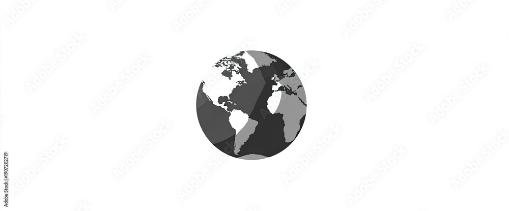 Obraz premium A minimalist depiction of Earth in grayscale, centered on a white background