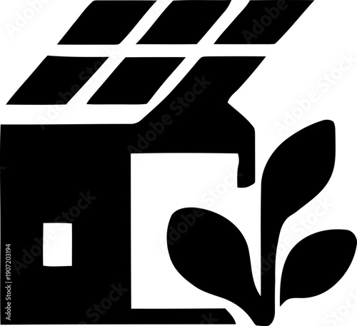Rooftop garden icon. Solar Punk Icon . Solar punk architecture fans. Icon set. harmonious icon, Vector illustration !